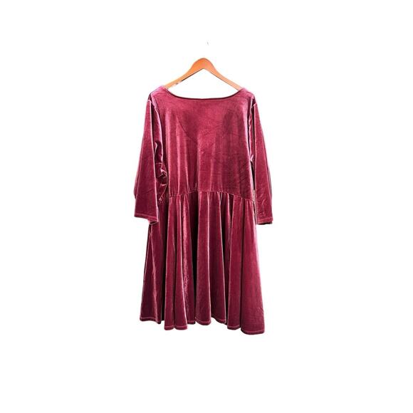 Torrid Mini Skater Dress Plus Size 4X Burgundy Velvet Pockets 3/4 Sleeve - Picture 4 of 10